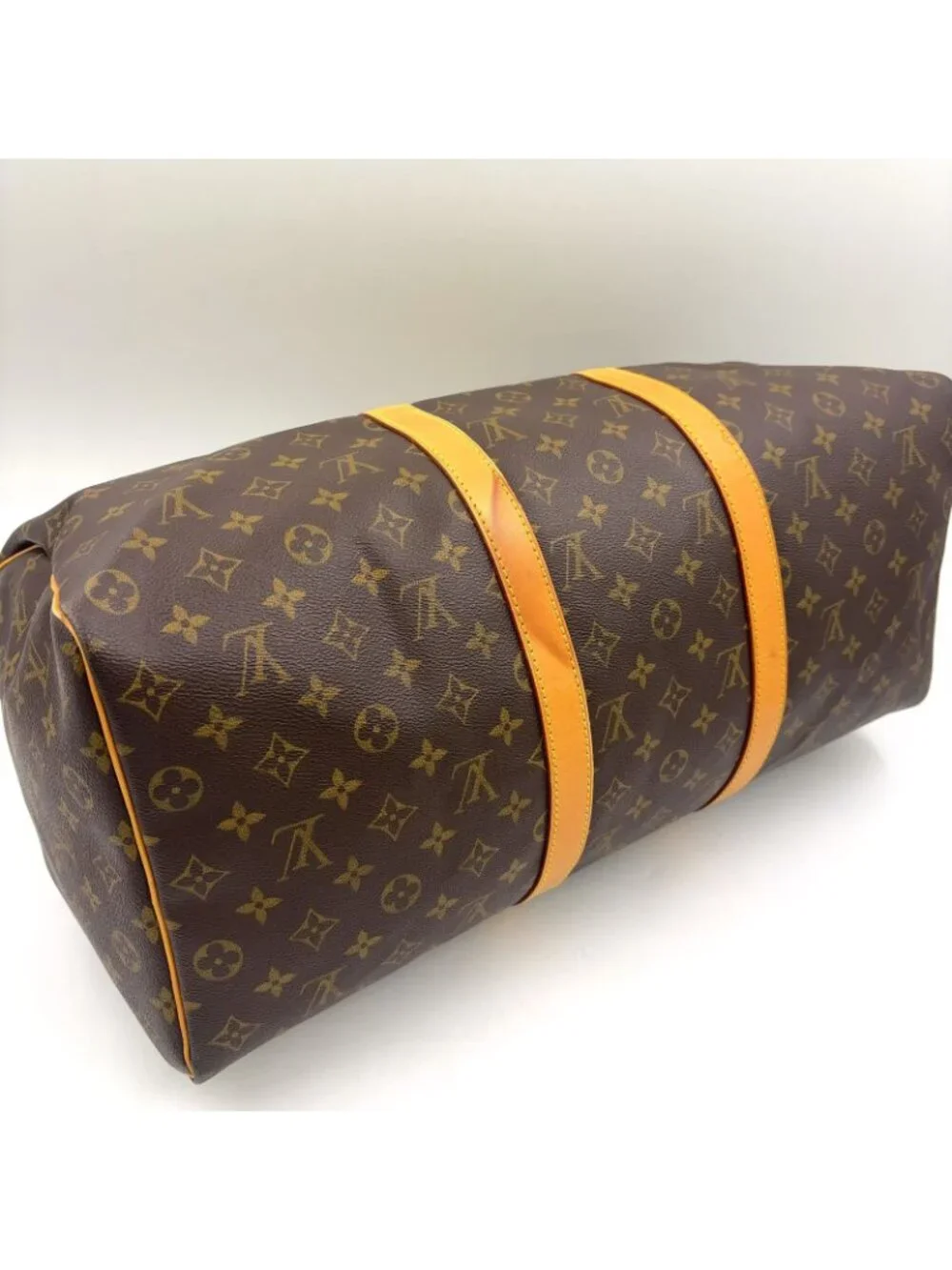 Louis Vuitton Keepall Bandouliere 50 Monogram Leather Brown Boston Bag Gold - Picture 8 of 15